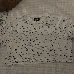 Nike White and Black Crop Top